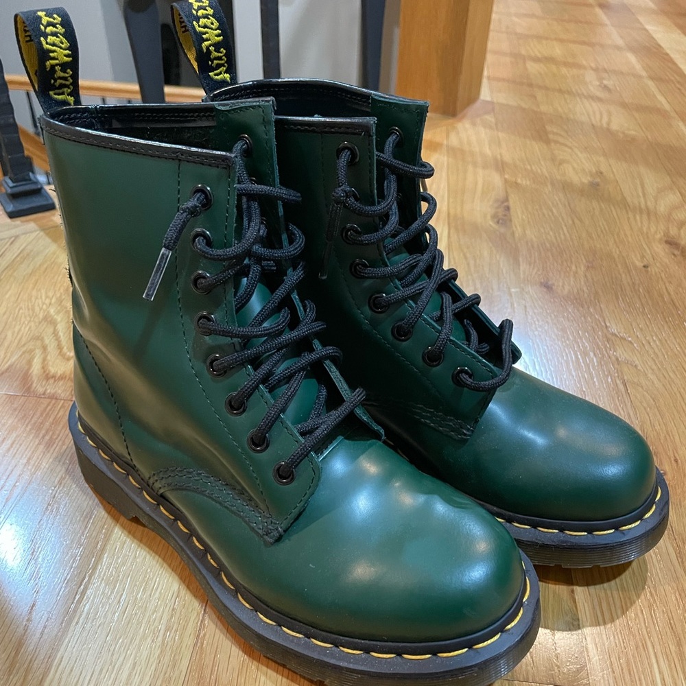 Green Doc Marten Boots. Excellent condition. Size 6